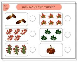 Math game for kids count how many of them there are. The leaves of the trees vector