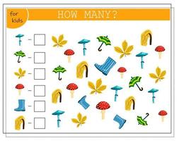 Math game for children, count how many umbrellas vector