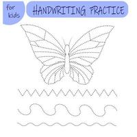 handwriting practice. drawing worksheet for preschool kids with easy. Simple educational game for kids vector