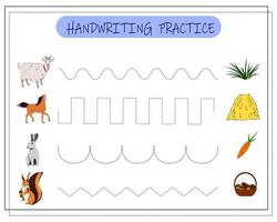 Handwriting practice sheet. Educational children game. Tracing lines for kids and toddlers vector