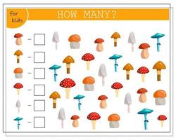 juego de matemáticas para niños, cuenta cuántos árboles de otoño. vector