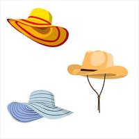set of summer hats, men's and women's hats vector