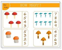 juego de matemáticas para niños, cuenta cuántos árboles de otoño vector