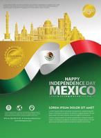 plantilla de fondo del feliz día de la independencia de méxico para un folleto de póster y un folleto para un evento de publicaciones vector