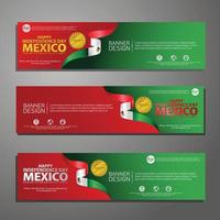 Happy Mexico independence day Banner and Background Set vector