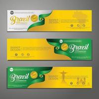 Set banner design template Independence Day Brazil modern background vector