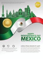 plantilla de fondo del feliz día de la independencia de méxico para un folleto de póster y un folleto para un evento de publicaciones vector