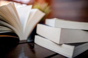 Book placed on the desk A lot of books, beautiful colors for studying, knowledge,education - images photo