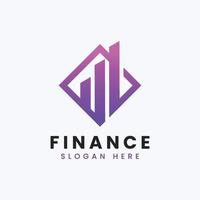 Creative growth data finance modern accounting logo design vector