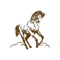 Horse Walk Run Dust Animal Farm Wildlife Silhouette Engraving Style vector