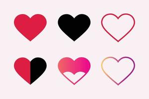 conjunto de diseño de vector de corazón y amor