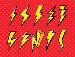 Pop Art Design Elements Retro Lightning Strike vector