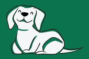 Cute Pet dachshund dog sniffing Illustration in minimal style. vector