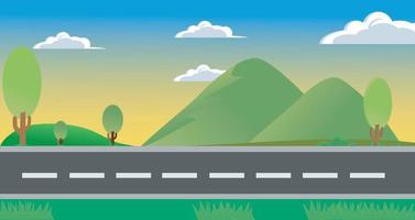 la imagen de la ilustración de la carretera con vista a la montaña para el banner se puede editar vector