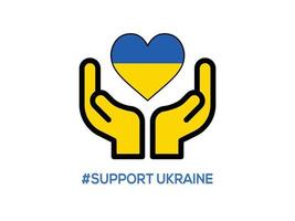 corazón de ucrania con icono de forma de mano bandera de ucrania vector