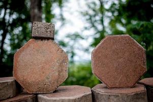 The bricks are arranged in a tidy order photo