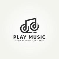 music note minimalist line art icon logo design vector