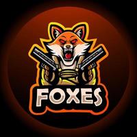 Fox gunners esport logo mascot  design vector