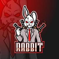 diseño de mascota con el logotipo de conejo samurai esport.