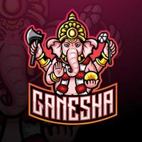 diseño de logotipo de esport de mascota de elefante de ganesha vector