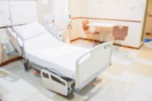 Desenfoque abstracto interior de la habitación del hospital con cama médica para el fondo foto