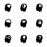 Set of simple icons on a theme Man, mind, thought, occupation, thought, mental, vector, set. White background vector