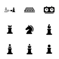 conjunto de íconos simples en un juego temático, ajedrez, competencia, deporte, vector, conjunto. Fondo blanco