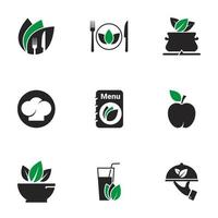 iconos para el restaurante vegetariano temático. Fondo blanco vector