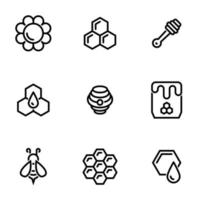 Set of simple icons on a theme Bee, honey, sweet, vector, set. White background vector