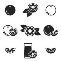 Collection of citrus fruits, orange, grapefruit. Vector, icons, set vector