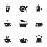 Tea Icons Set on White Background vector