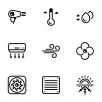 Icons for theme Cooling, air conditioning , vector, icon, set. White background vector