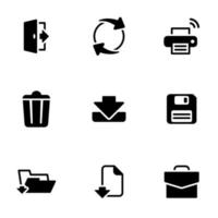 conjunto de iconos simples sobre un tema guardar, vector, diseño, colección, plano, signo, símbolo, elemento, objeto, ilustración, aislado. Fondo blanco vector
