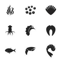 Icons for theme Seafood. White background vector