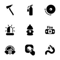 Icons for theme Fire Department , vector, icon, set. White background vector