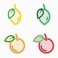 Vector illustration on a theme Fruit, lemon, lime, orange, grapefruit