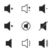 iconos de volumen del altavoz de audio. Fondo blanco vector