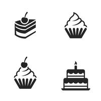 Set of black vector icons, isolated against white background. Flat illustration on a theme cake