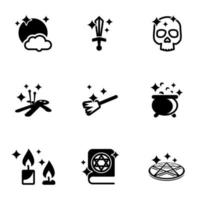 Set of simple icons on a theme Magic, forbidden, pentagram, cult, vector, set. White background vector