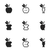 manzana negra vectorial, conjunto de iconos vector