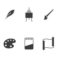 Set of black vector icons, isolated against white background. Flat illustration on a theme Art