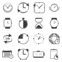 iconos de tiempo y reloj sobre fondo blanco vector