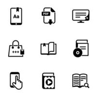 Set of simple icons on a theme book, vector, design, collection, flat, sign, symbol,element, object, illustration, isolated. White background vector