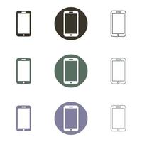 conjunto de iconos simples en un teléfono temático, vector, diseño, colección, plano, signo, símbolo, elemento, objeto, ilustración. iconos negros aislados sobre fondo blanco