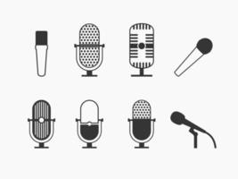 ilustración vectorial en los iconos de micrófono de tema vector