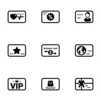 Set of simple icons on a theme Card, vector, design, collection, flat, sign, symbol,element, object, illustration, isolated. White background vector