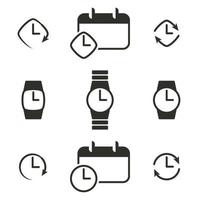 ilustración vectorial en el reloj temático, iconos de reloj vector