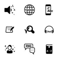 Set of simple icons on a theme Dictionary, translator, training , vector, set. White background vector