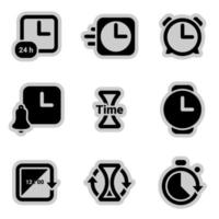 Icons for theme Clock, time, timer, alarm clock , vector, icon, set. White background vector