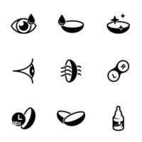 Set of simple icons on a theme Eye Lens, vector, design, collection, flat, sign, symbol,element, object, illustration, isolated. White background vector